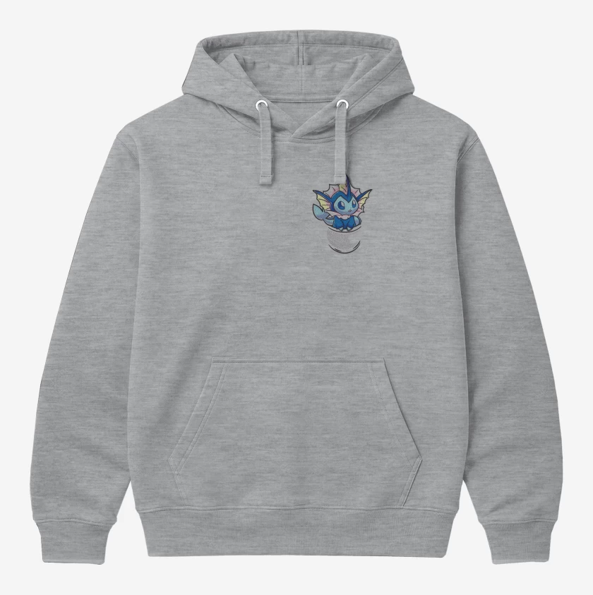 Polerón Canguro Gris Melange de Vaporeon Bolsillo