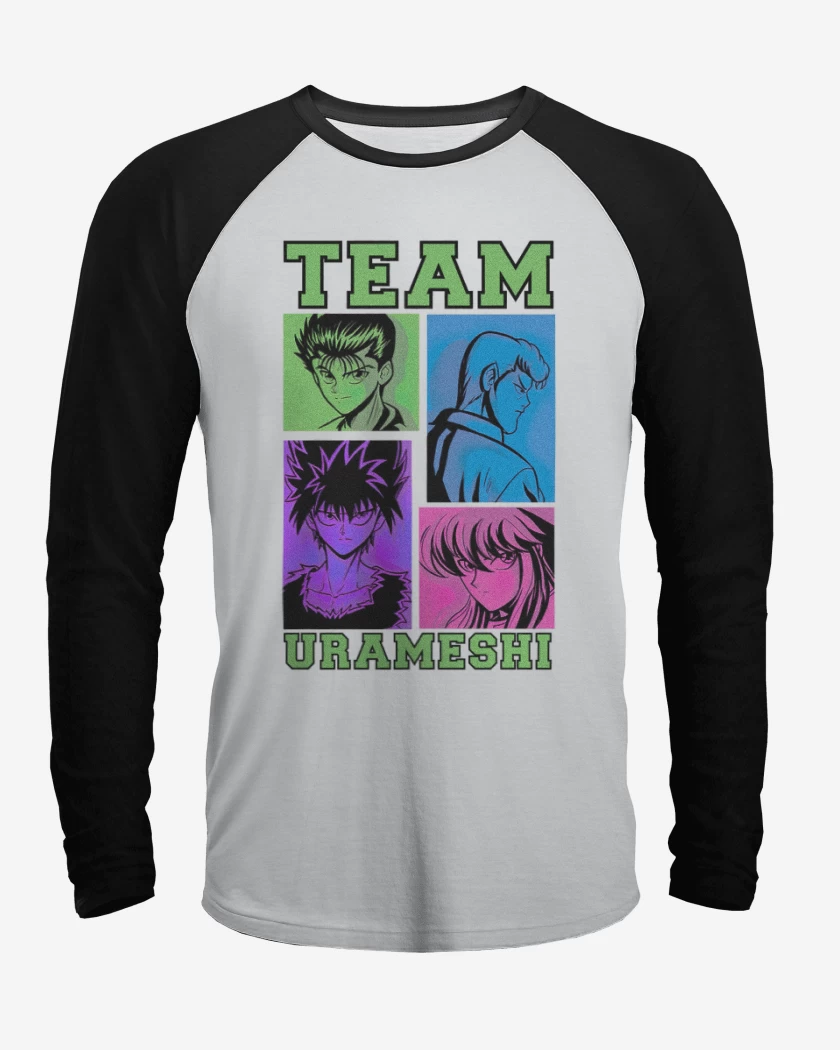 Polera Raglan Blanco / Negro de Team urameshi