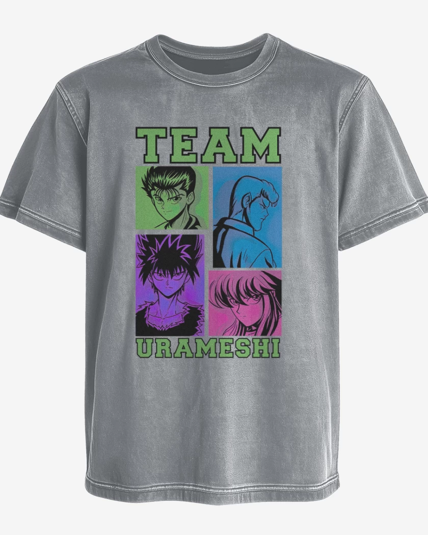 Polera desgastada Gris Melange de Team urameshi