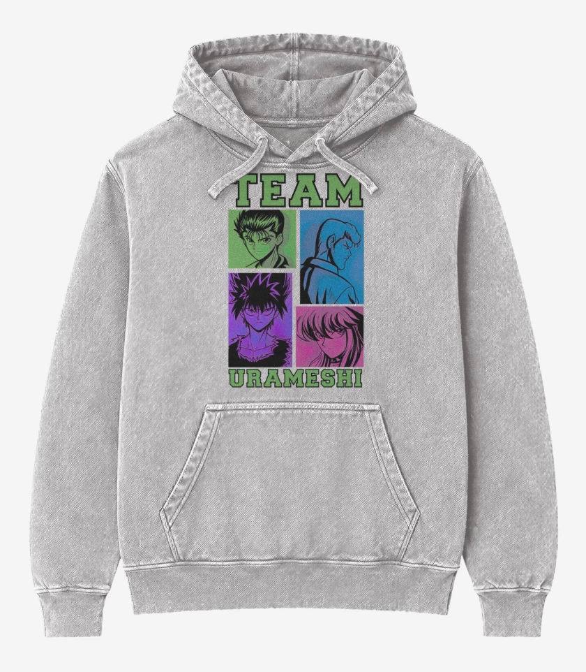 Poleron Canguro Acid Wash Gris Melange de Team urameshi