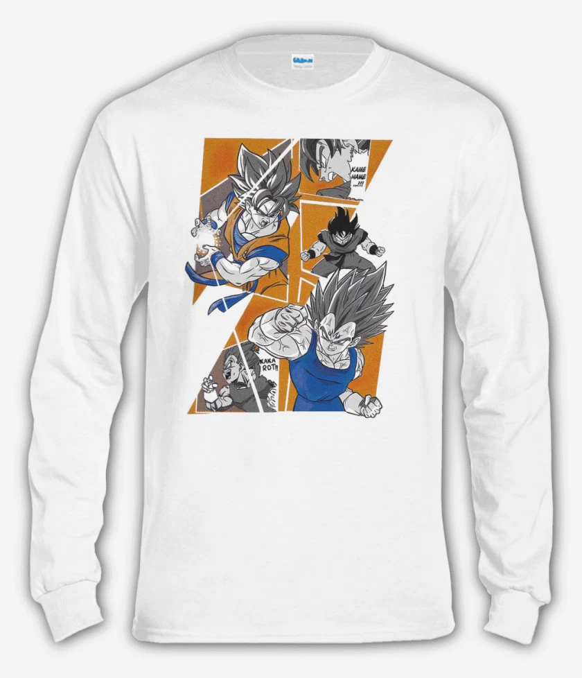 Polera manga larga Blanco de Saiyan battle