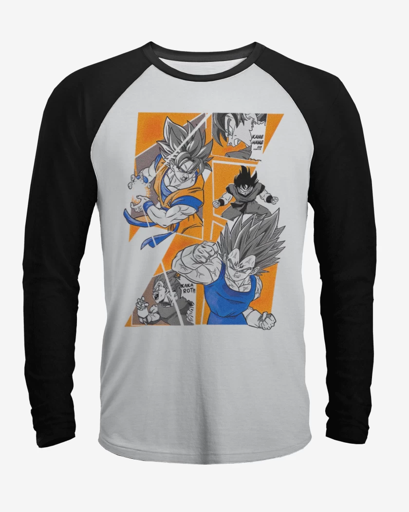 Polera Raglan Blanco / Negro de Saiyan battle