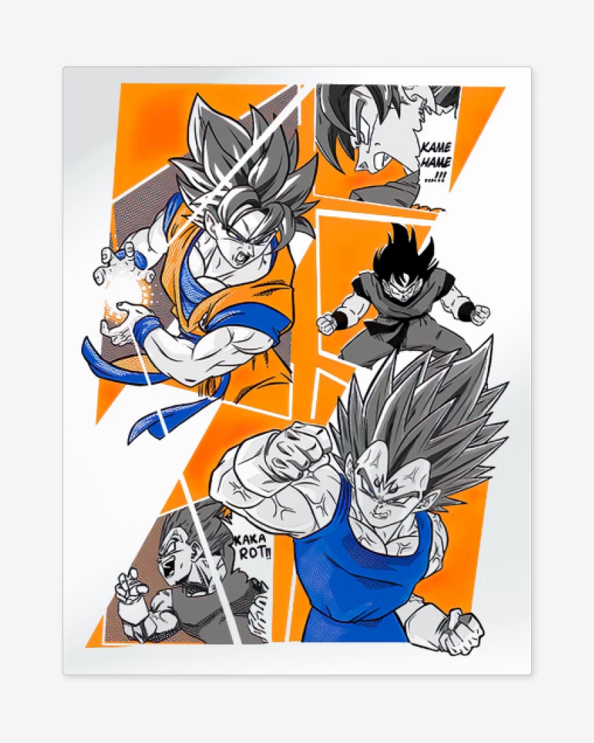 Print metalico Blanco de Saiyan battle