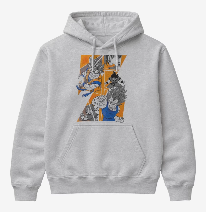 Poleron Canguro básico Gris Melange de Saiyan battle