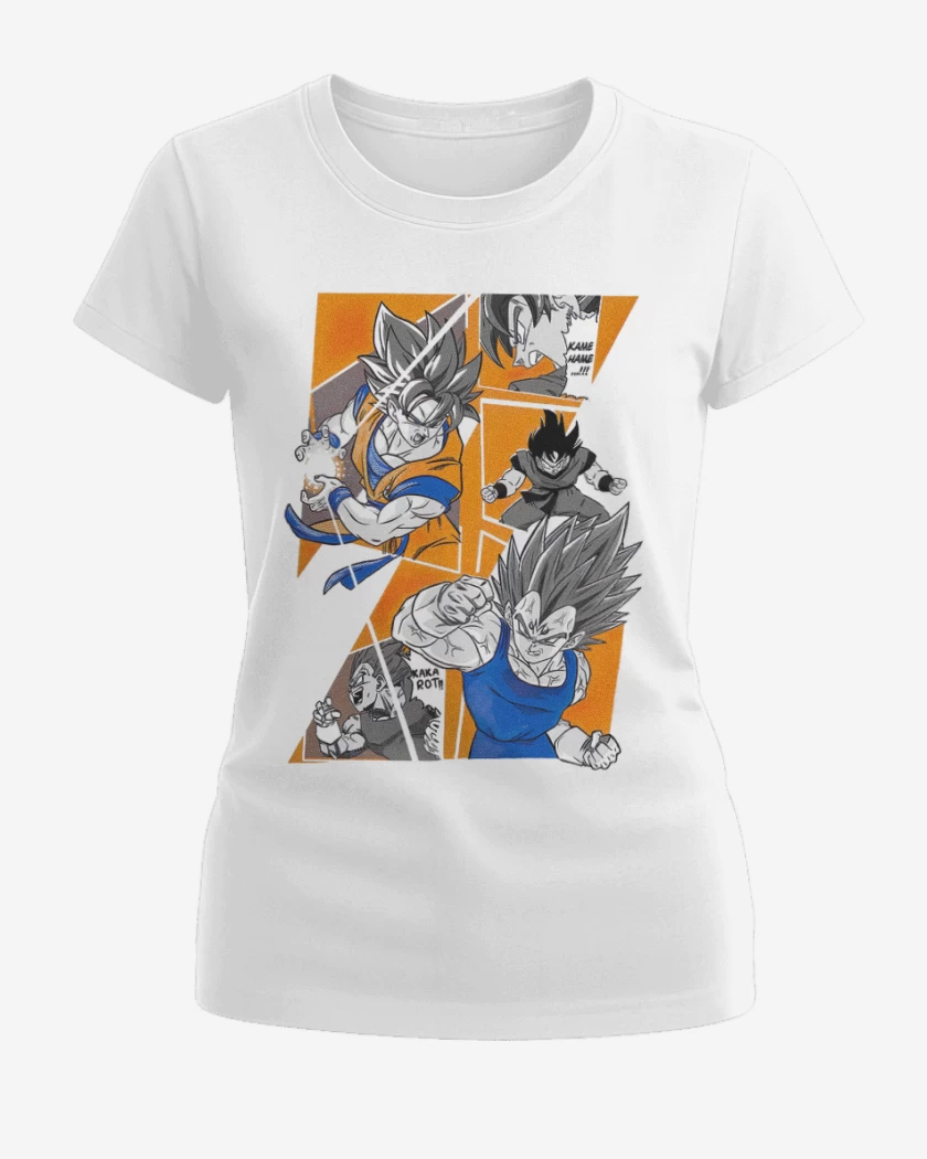 Polera de Mujer Blanco de Saiyan battle