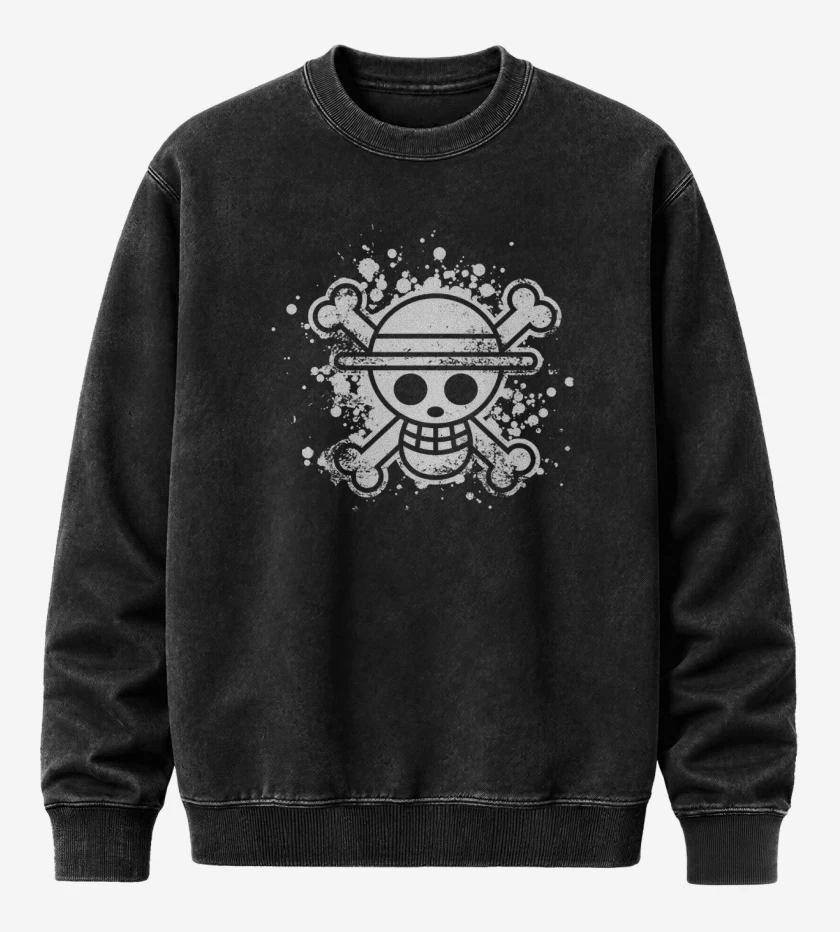Poleron Polo Acid Wash Negro de One piece Blanco
