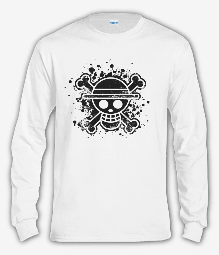 Polera manga larga Blanco de One piece negro