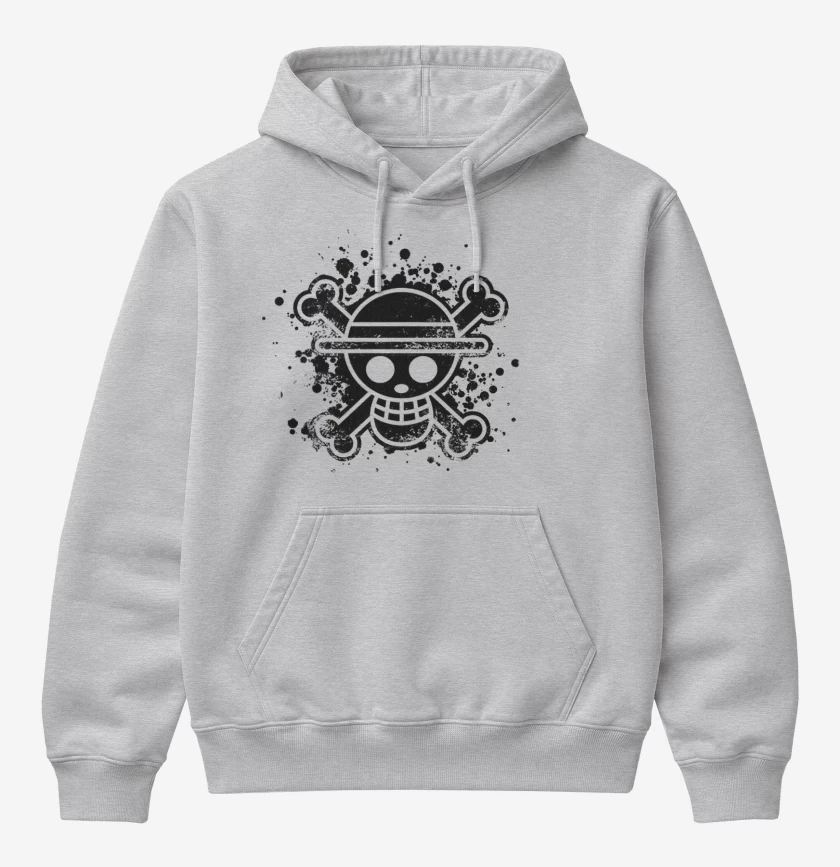 Poleron Canguro básico Gris Melange de One piece negro
