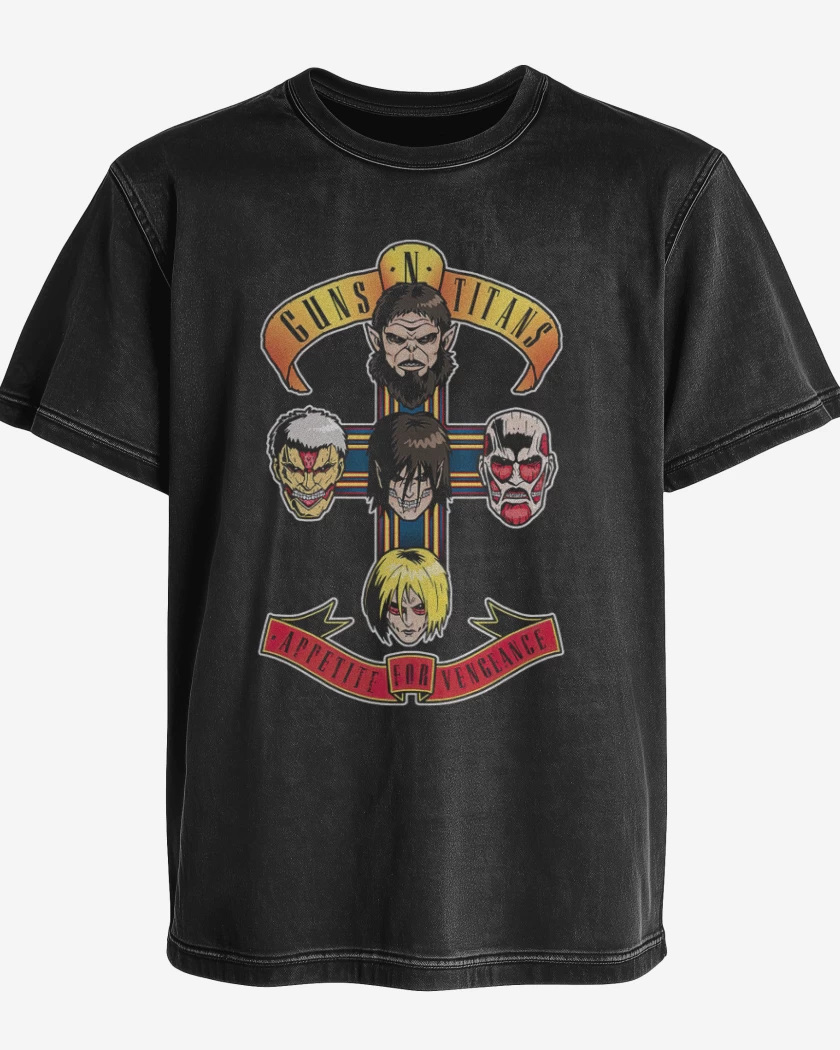 Polera desgastada Guns n titans