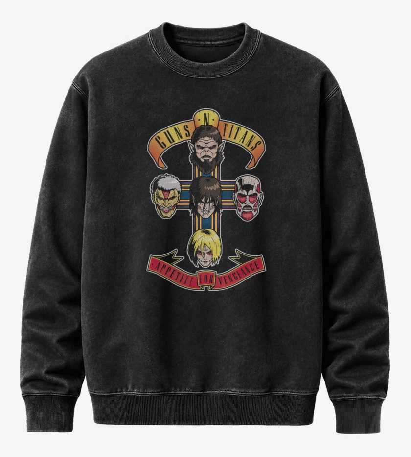 Poleron Polo Acid Wash Negro de Guns n titans