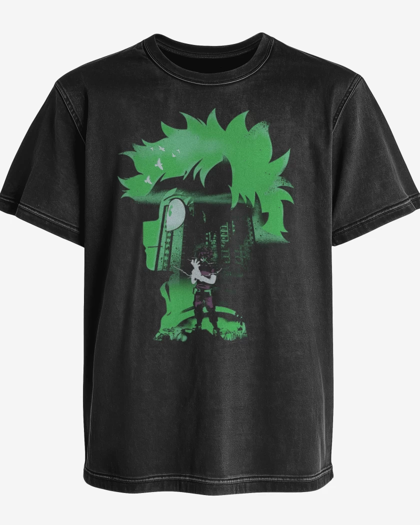 Polera desgastada Negro de Deku hero