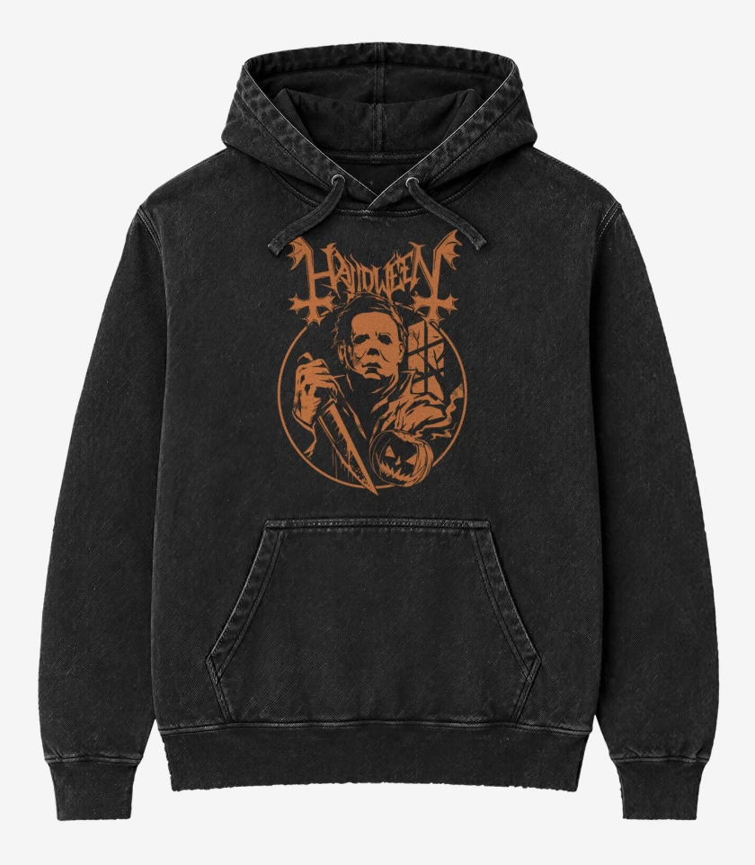 Poleron Canguro Acid Wash Negro de Mayhem Myers
