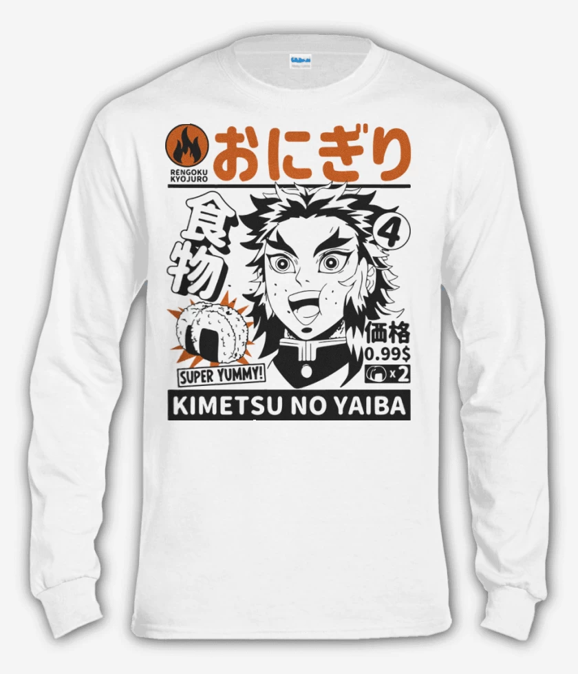 Polera manga larga Blanco de Rengoku