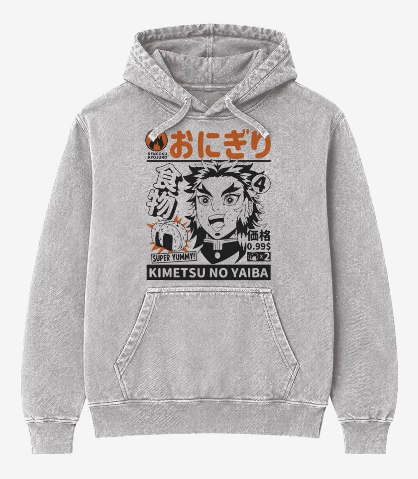 Poleron Canguro Acid Wash Gris Melange de Rengoku