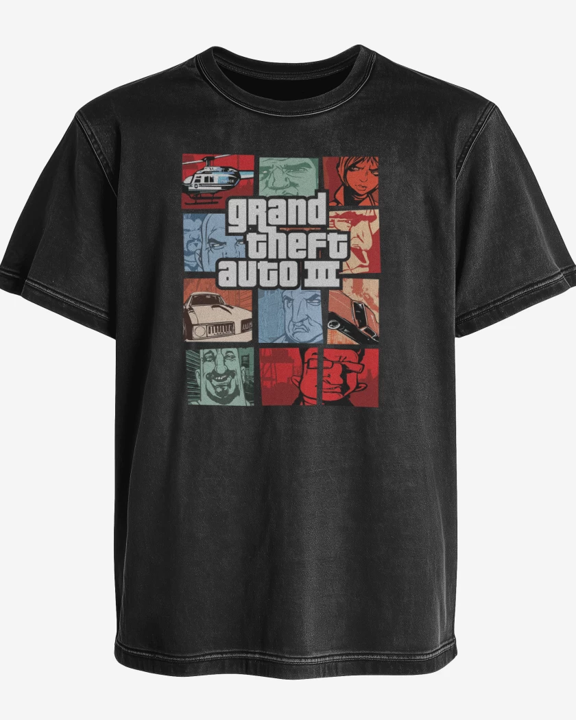 Polera desgastada Negro de GTA III