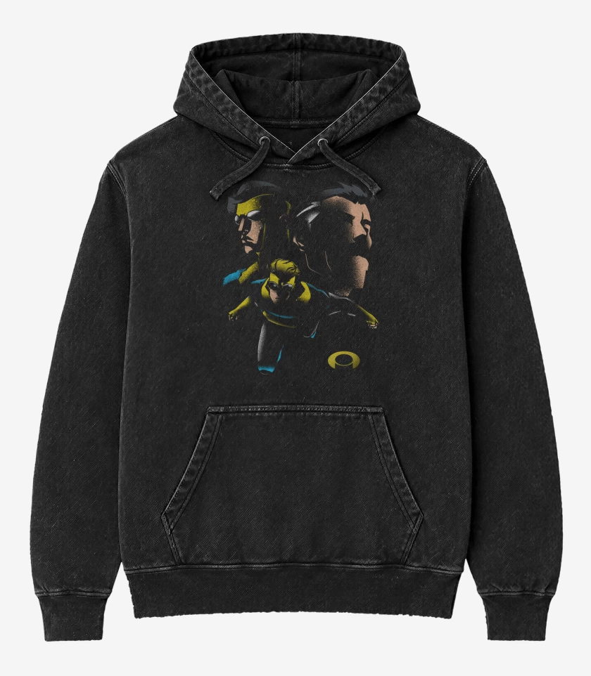 Poleron Canguro Acid Wash Negro de invinsible y omni