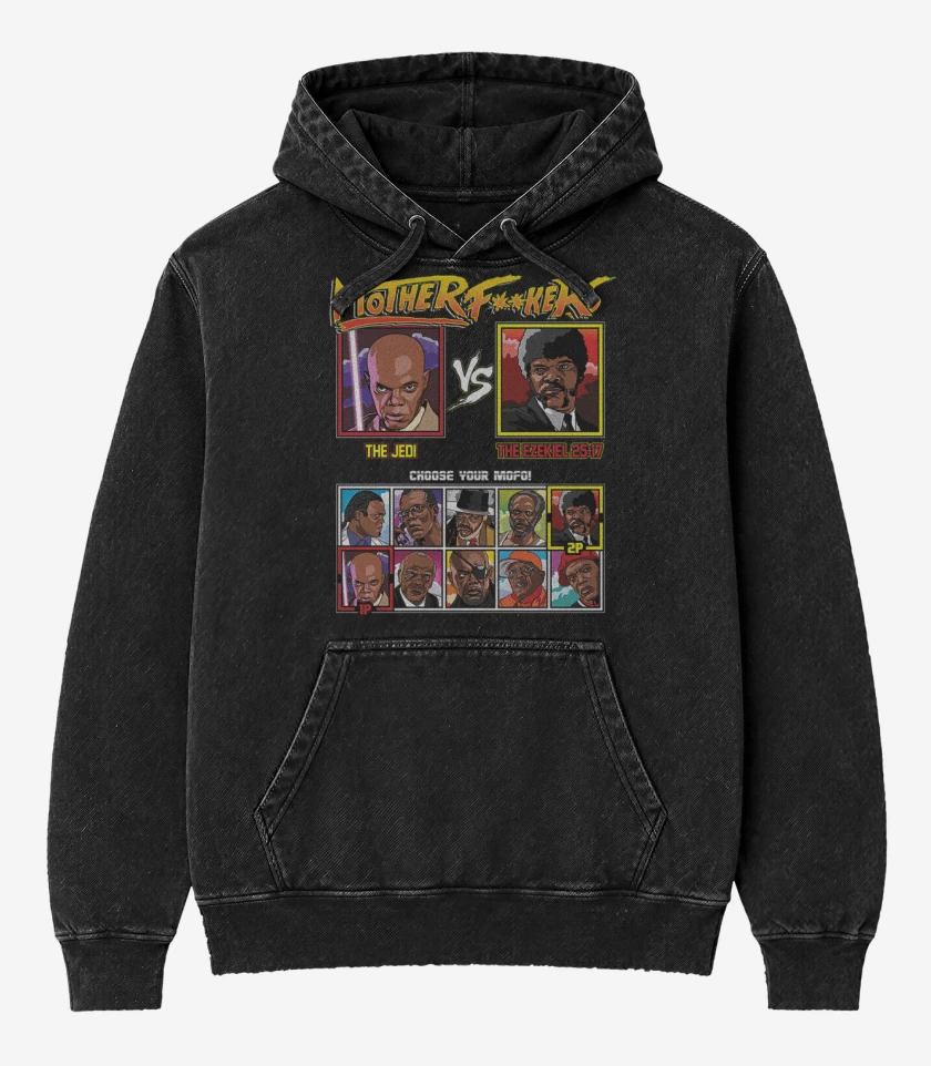 Poleron Canguro Acid Wash Negro de Mother Fxxkers