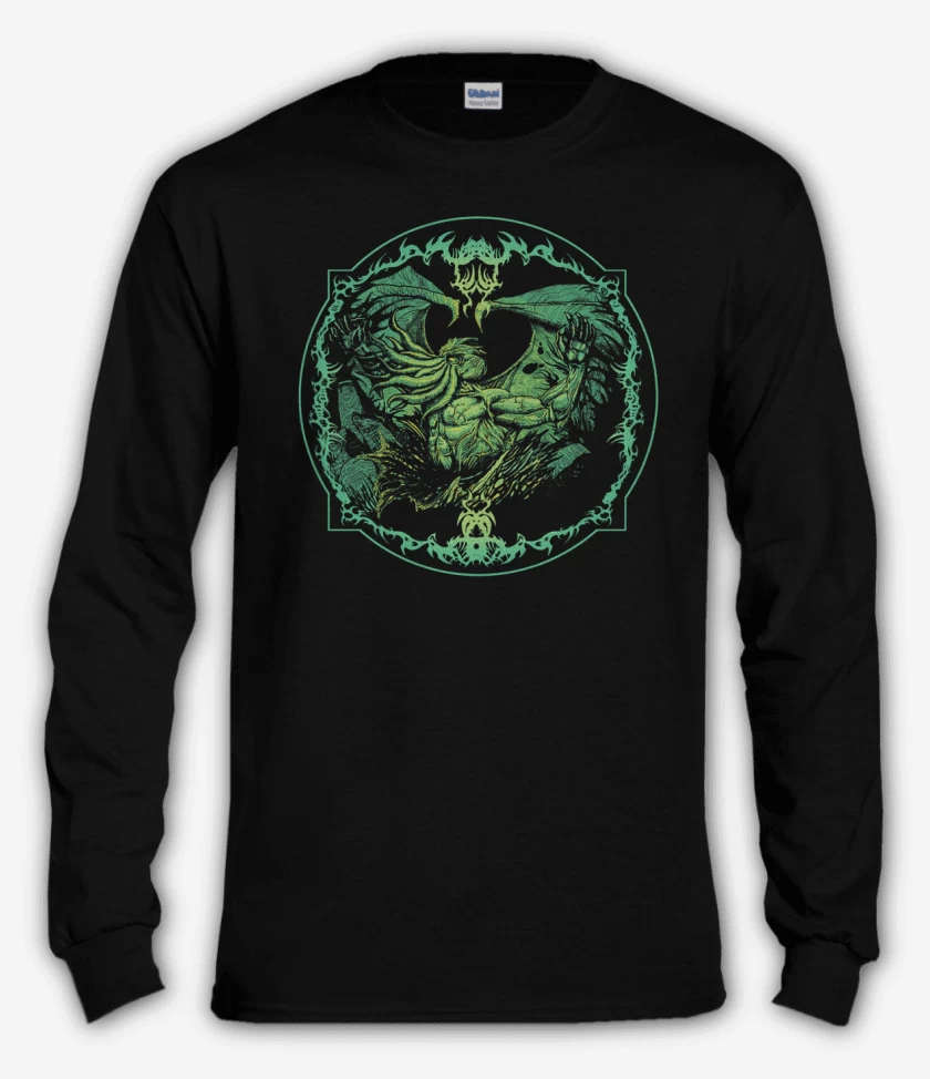 Polera manga larga Negro de Cthulhu musculoso