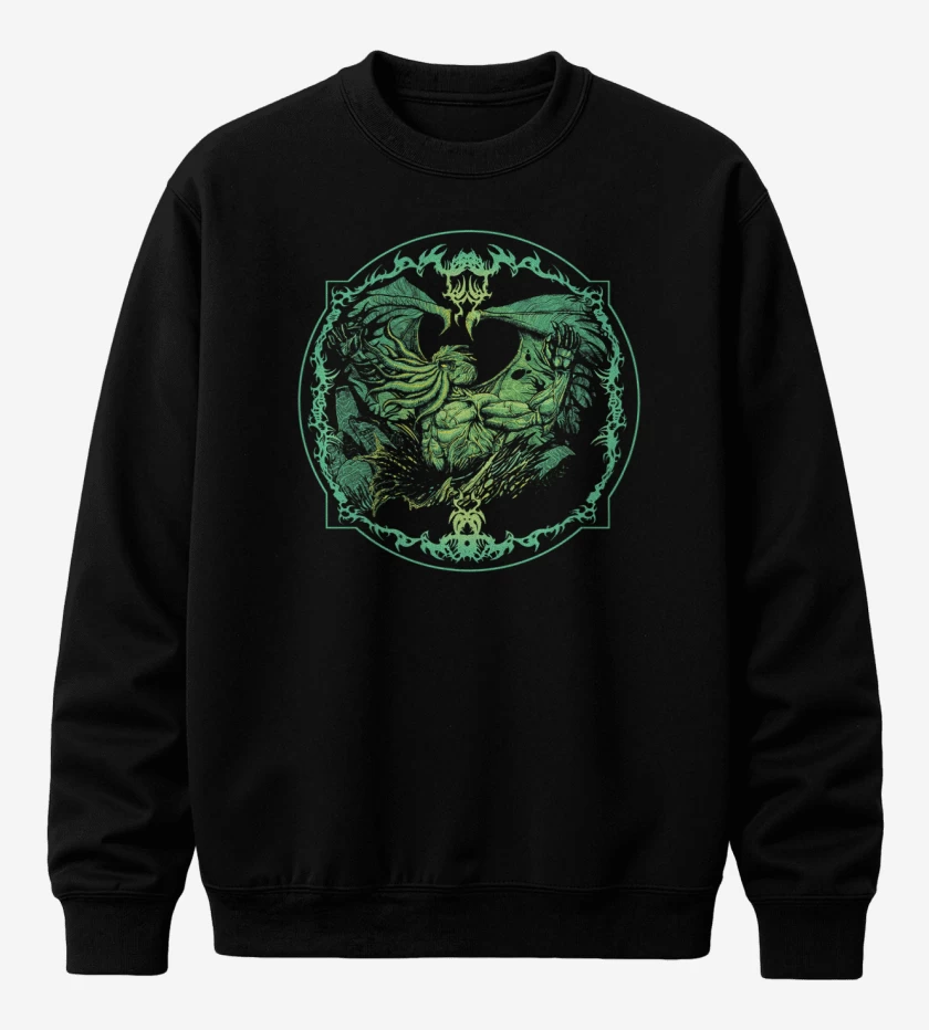 Poleron polo Negro de Cthulhu musculoso