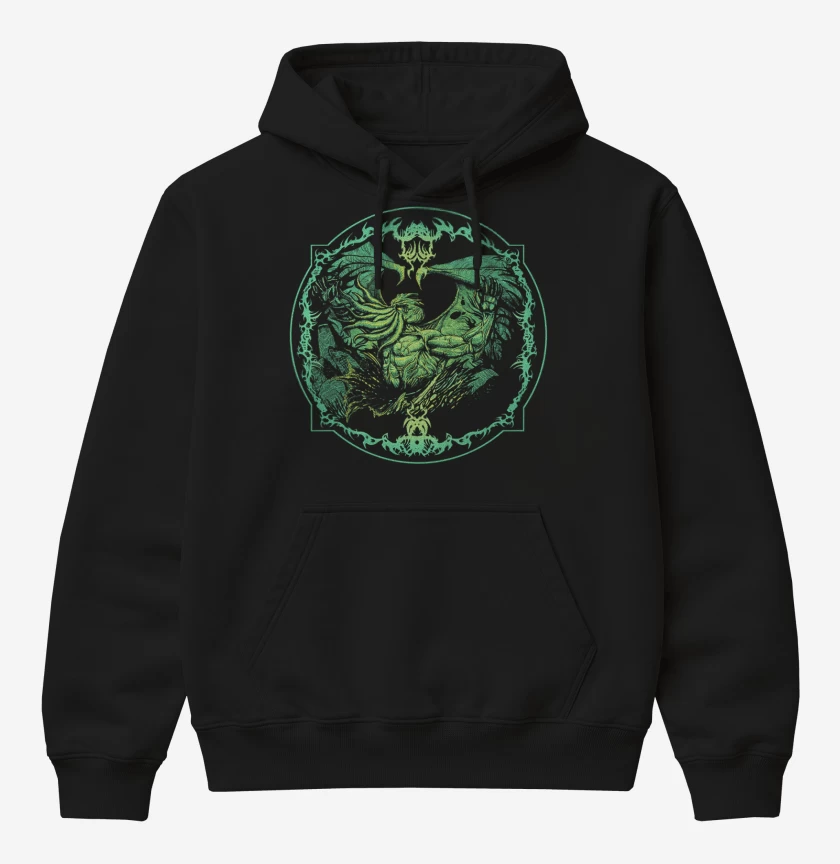 Poleron Canguro básico Negro de Cthulhu musculoso