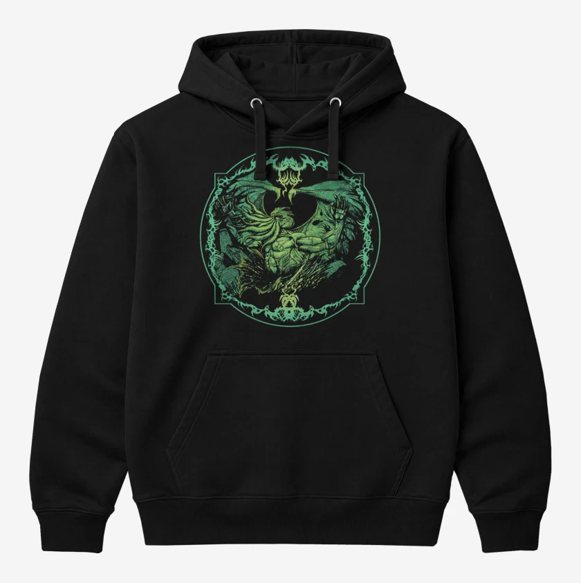 Polerón Canguro Negro de Cthulhu musculoso