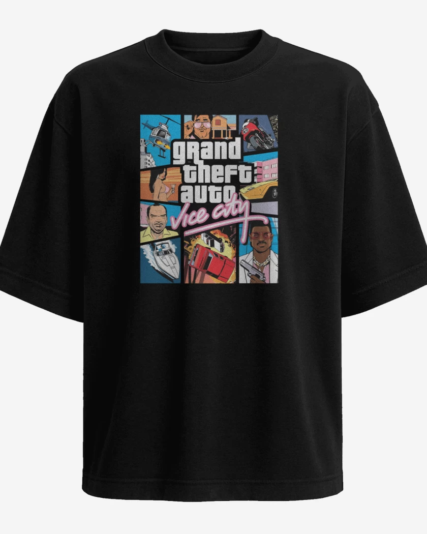 Polera Oversize Negro de GTA Vice CIty