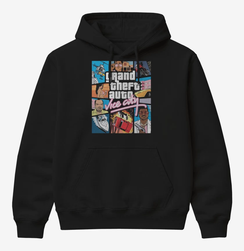 Poleron Canguro básico Negro de GTA Vice CIty