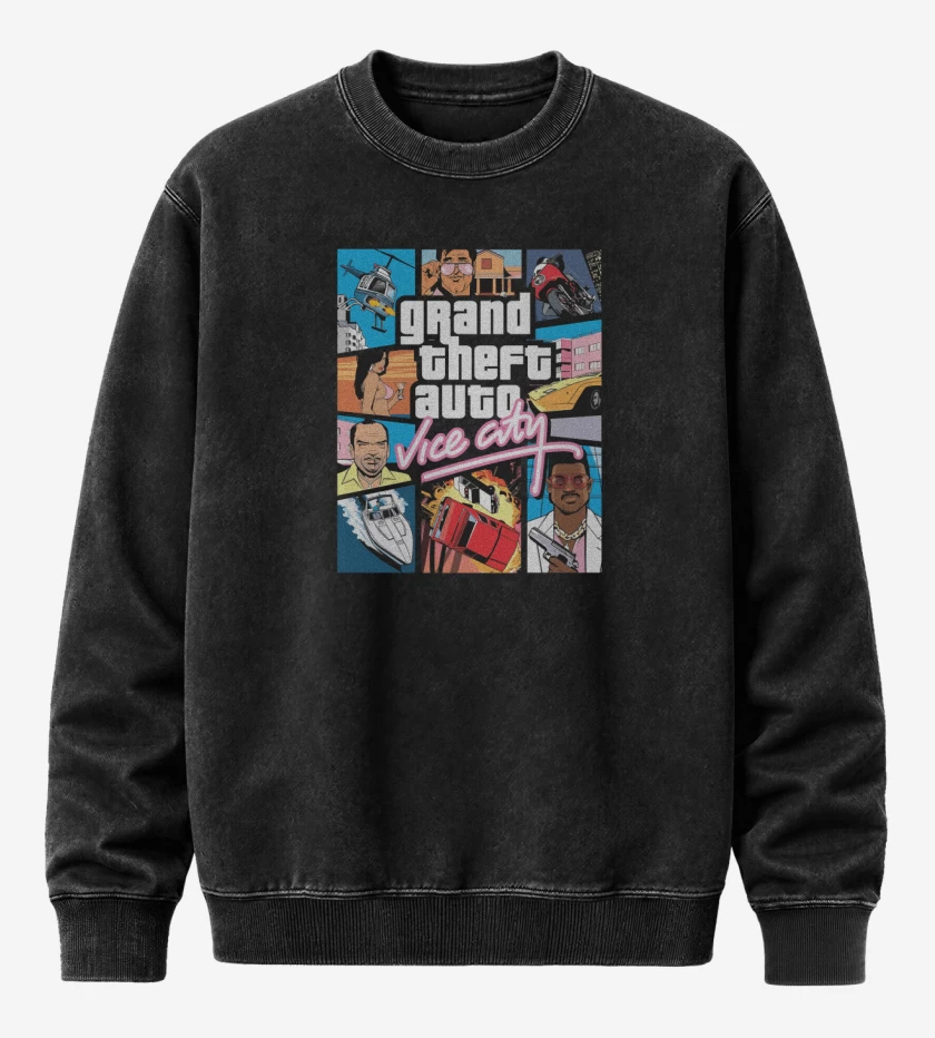Poleron Polo Acid Wash Negro de GTA Vice CIty