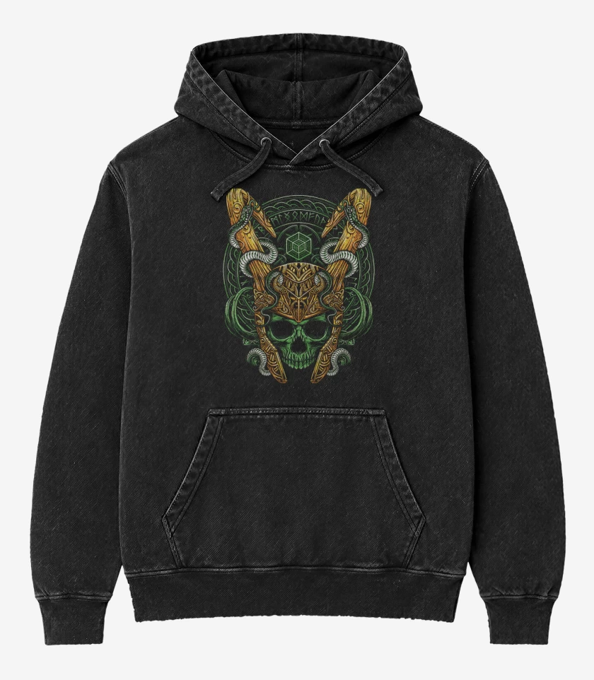 Poleron Canguro Acid Wash Negro de Lokiloki