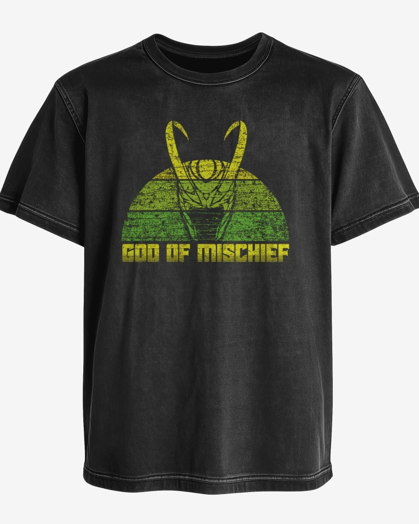 Polera desgastada Negro de god of mischief