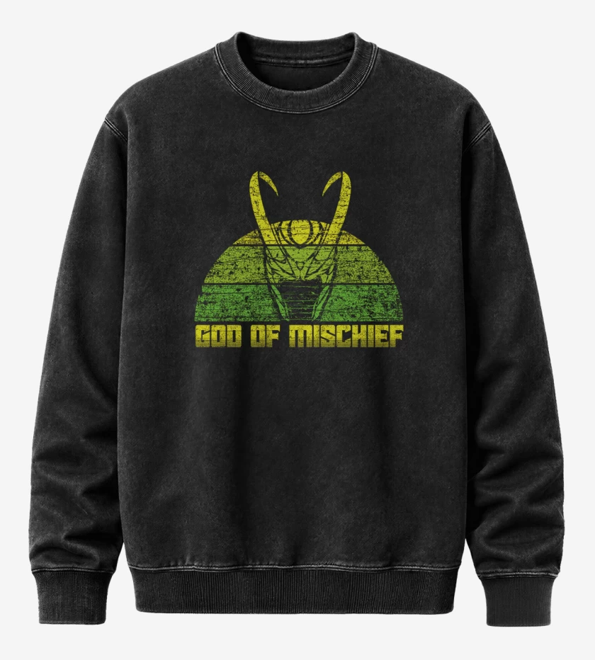 Poleron Polo Acid Wash Negro de god of mischief