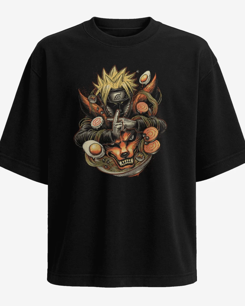 Polera Oversize Negro de Naruto
