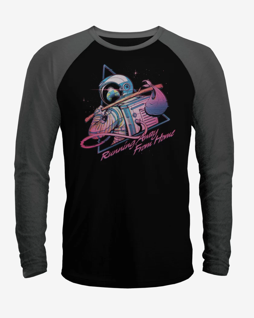 Polera Raglan Negro / Negro Heather de De la espacial