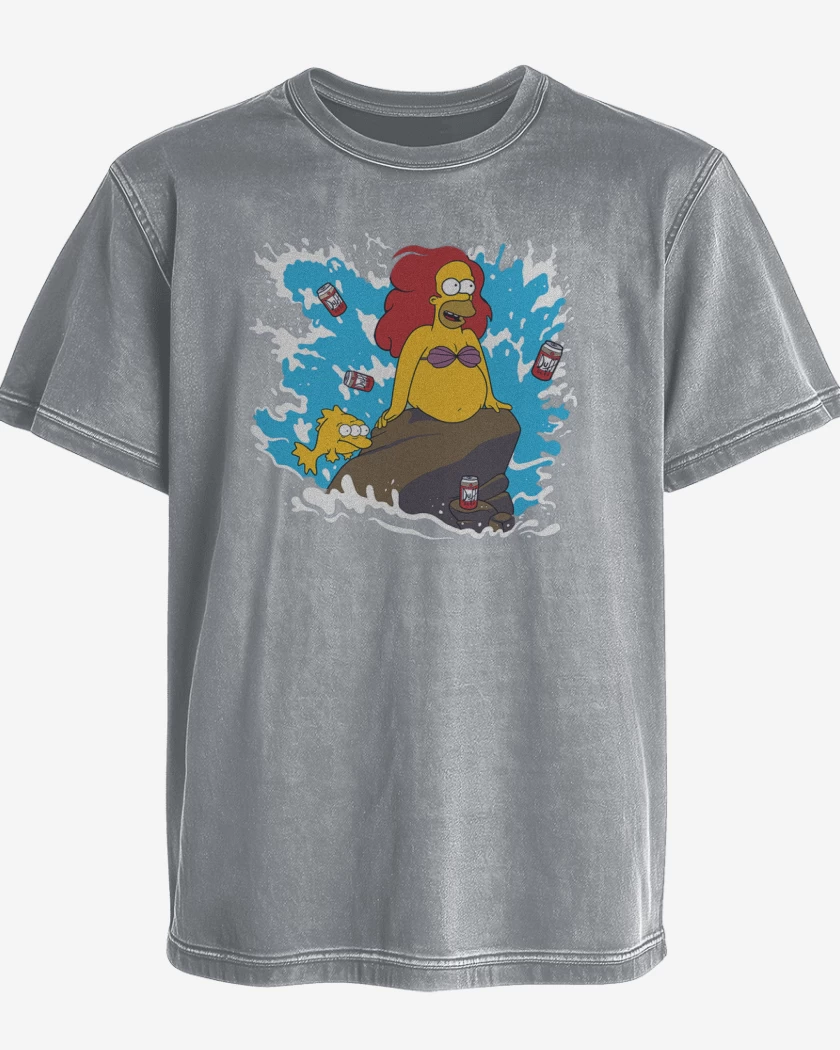 Polera desgastada Gris Melange de Homero definitivo