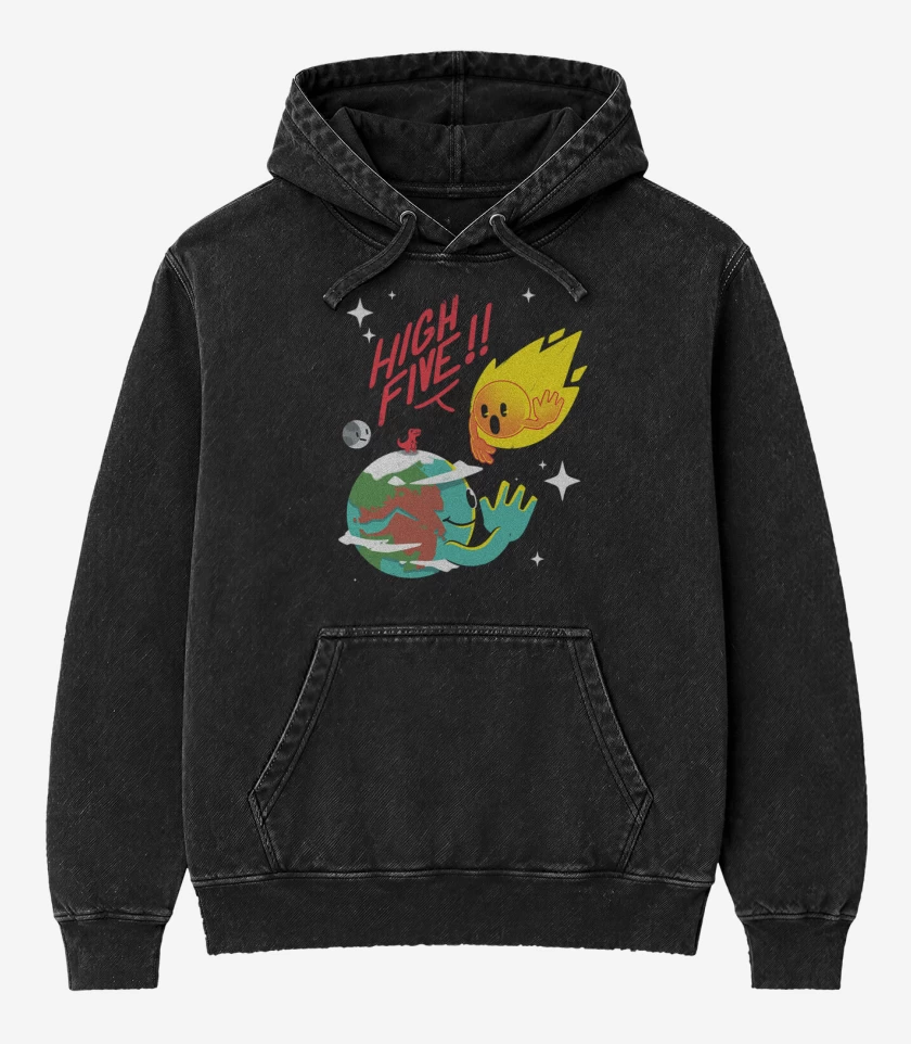 Poleron Canguro Acid Wash Negro de High five