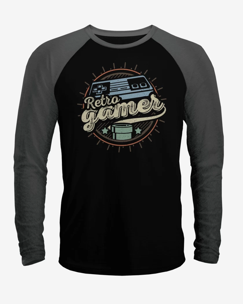 Polera Raglan Negro / Negro Heather de New Retro gamer