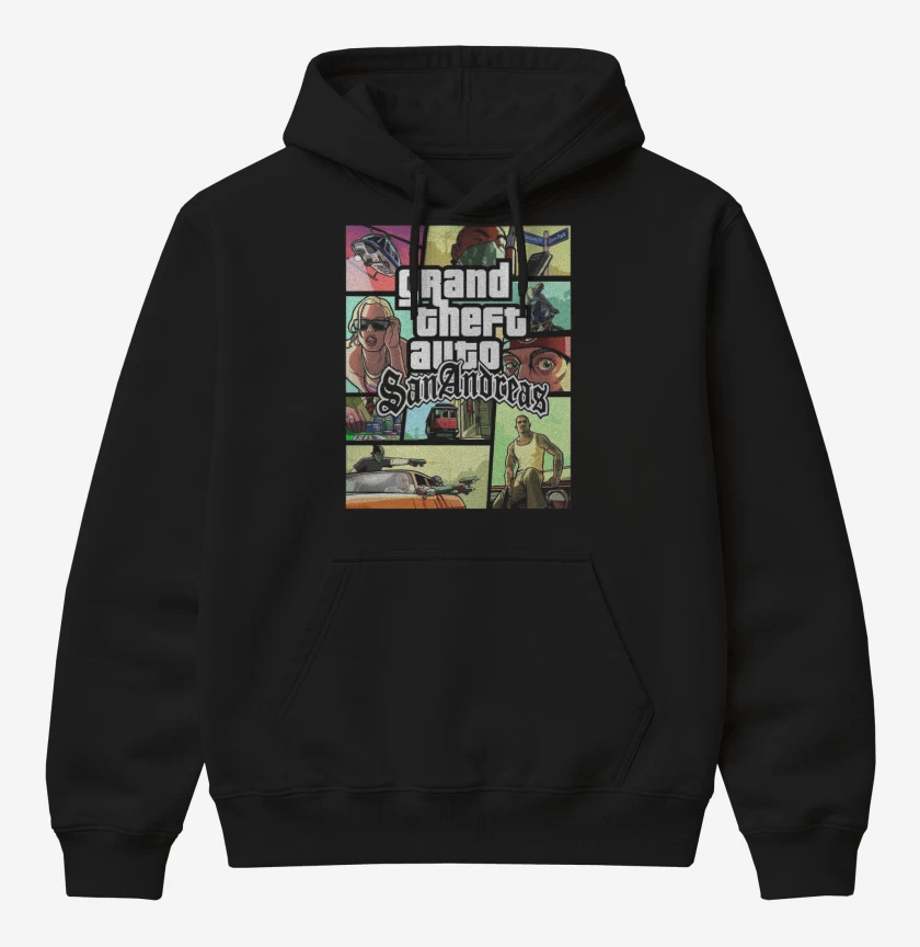 Poleron Canguro básico Negro de GTA San Andreas