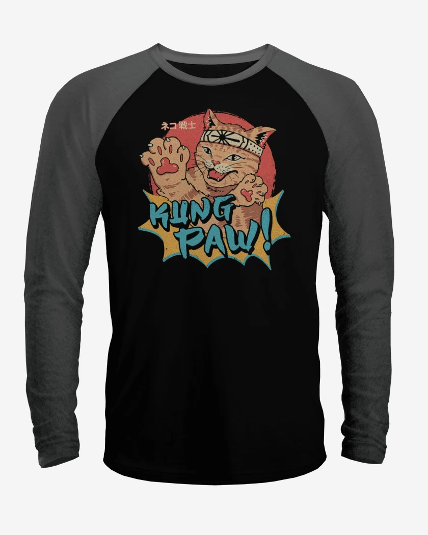 Polera Raglan Negro / Negro Heather de Kung paw