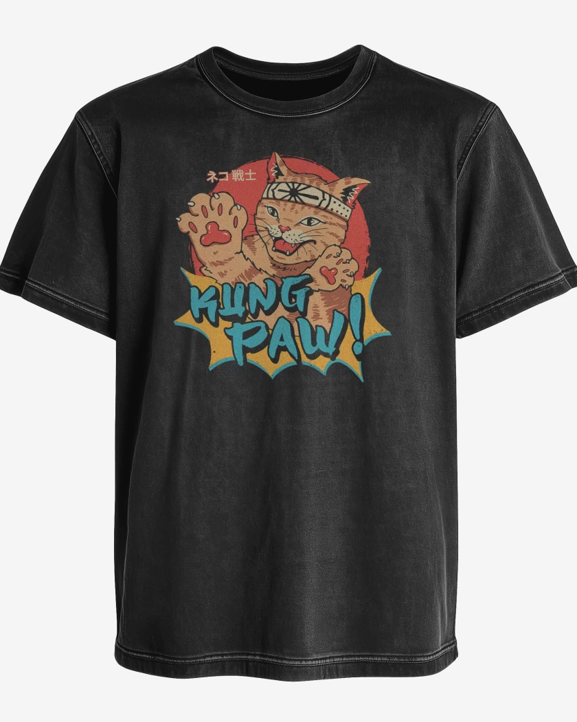 Polera desgastada Negro de Kung paw