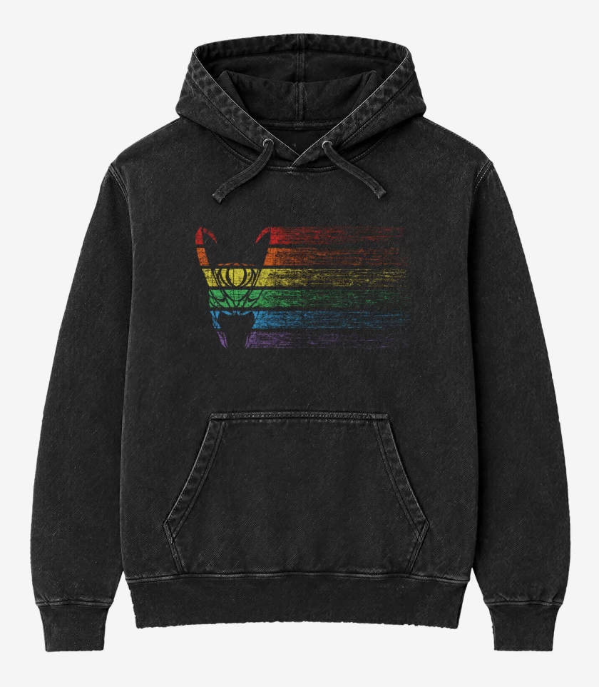 Poleron Canguro Acid Wash Negro de Loki colores