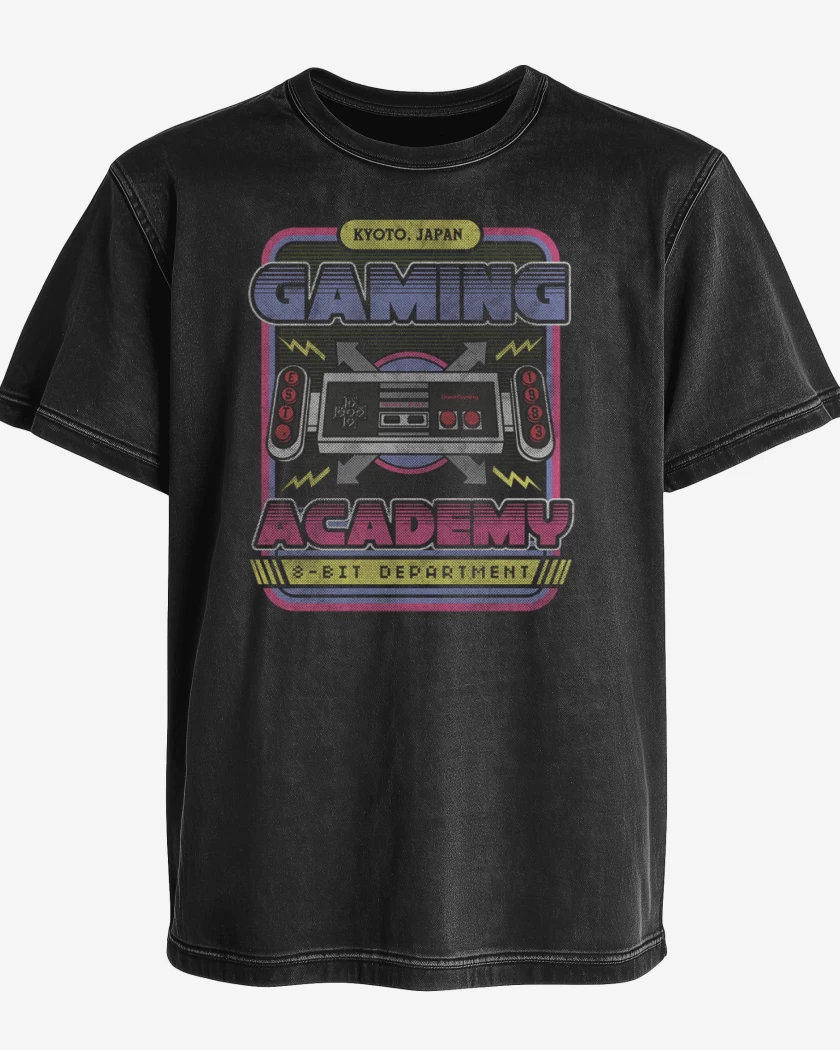 Polera desgastada Negro de Gaming academy