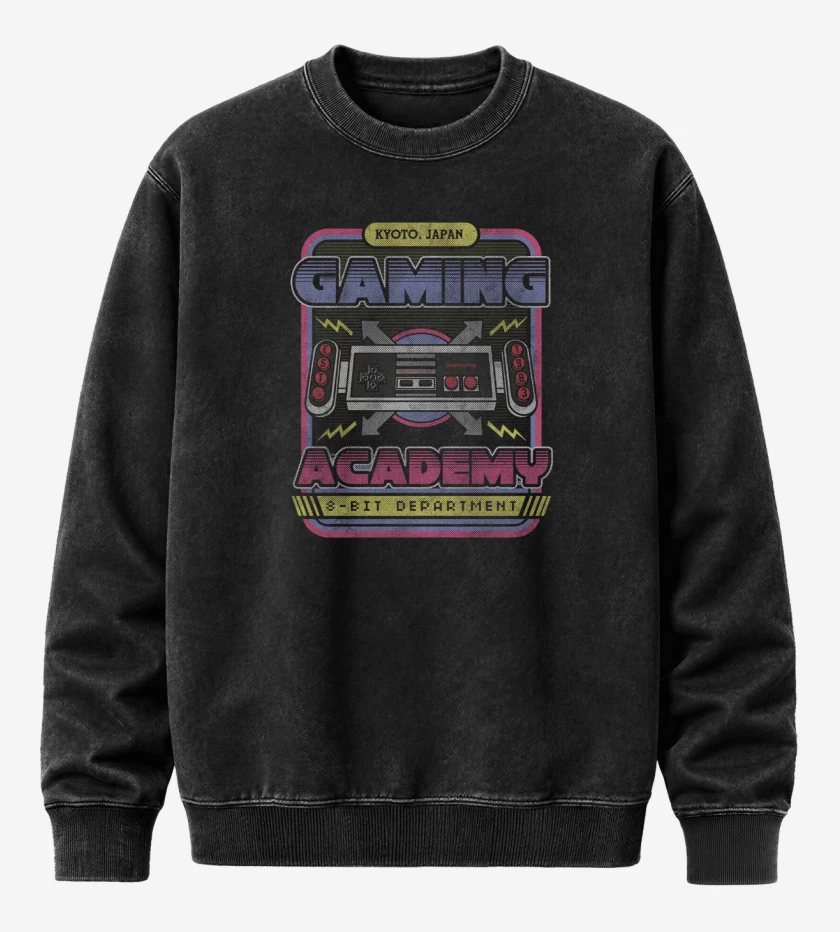 Poleron Polo Acid Wash Negro de Gaming academy