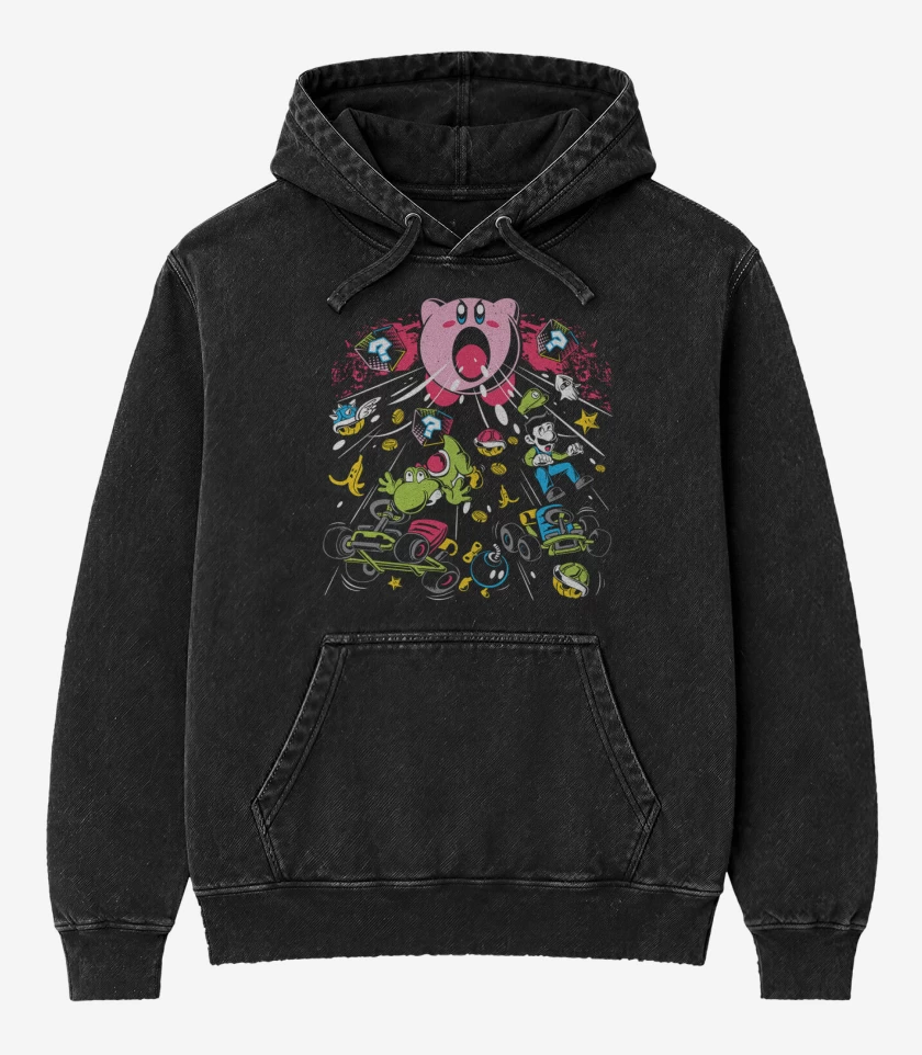 Poleron Canguro Acid Wash Negro de Kirby