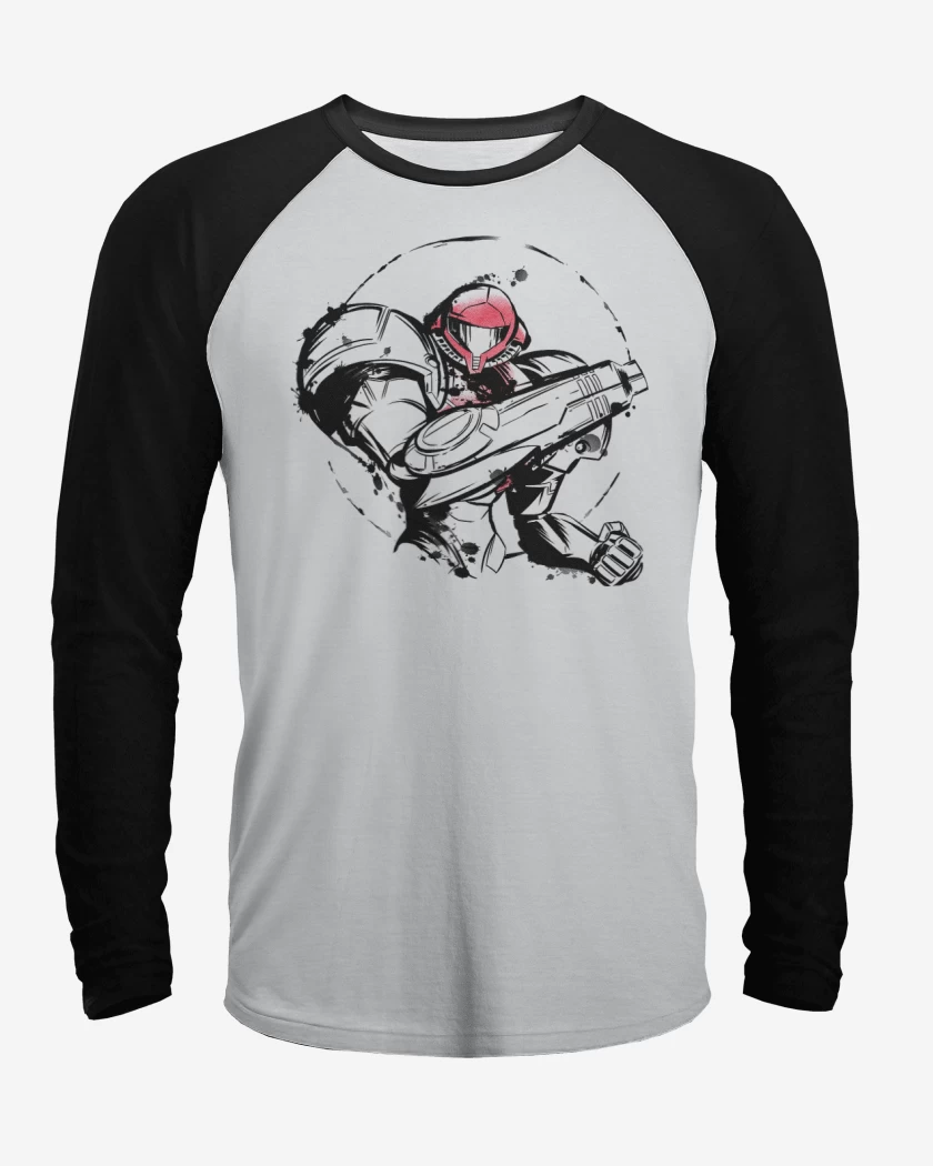 Polera Raglan Blanco / Negro de samus blanco