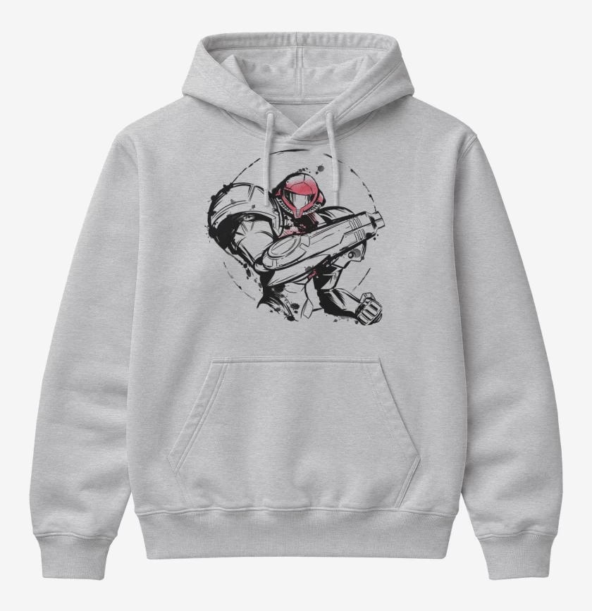 Poleron Canguro básico Gris Melange de samus blanco