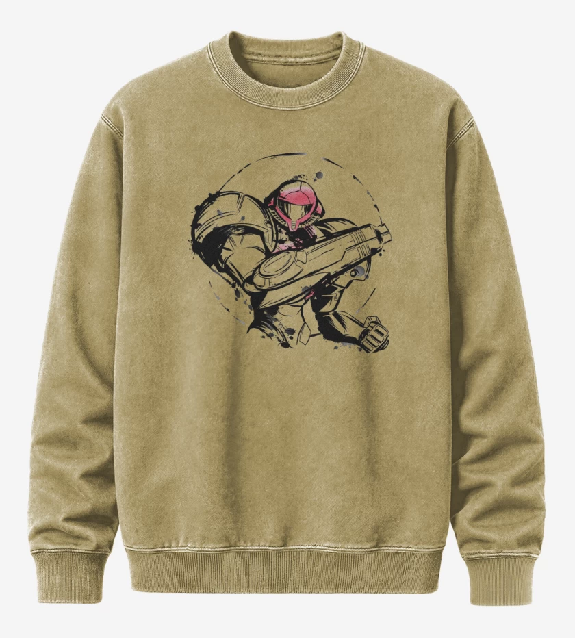 Poleron Polo Acid Wash Beige de samus blanco