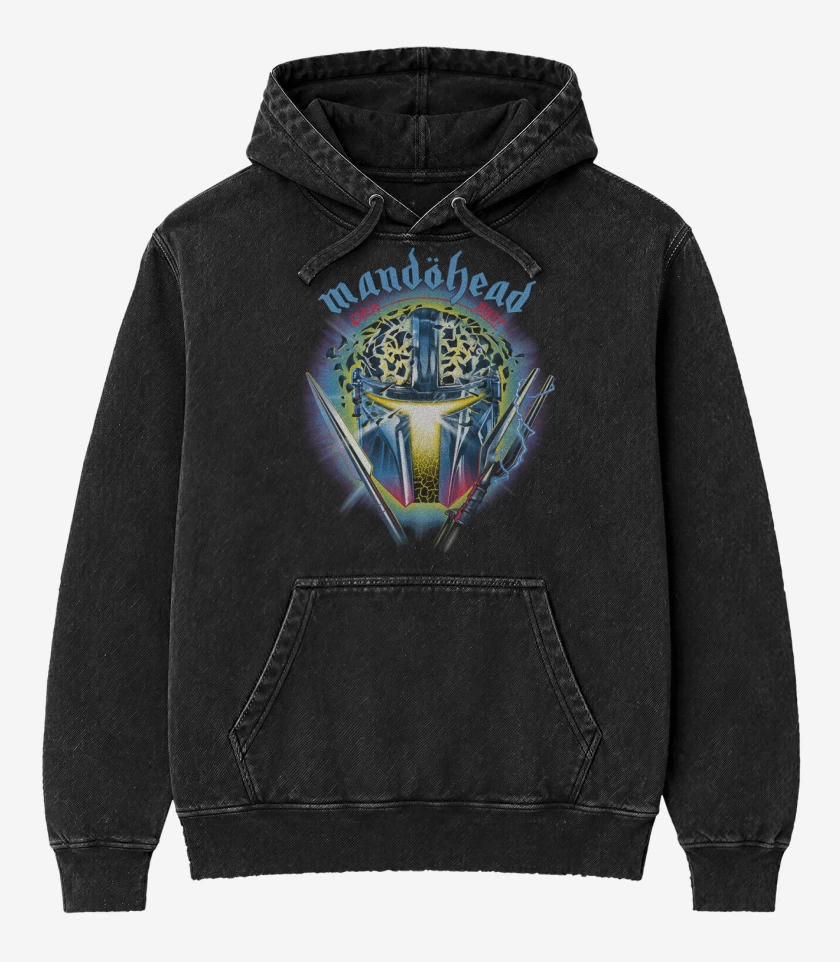 Poleron Canguro Acid Wash Negro de Mandohead
