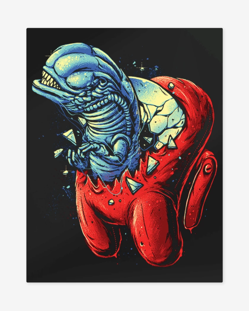 Print metalico Negro de Among alien