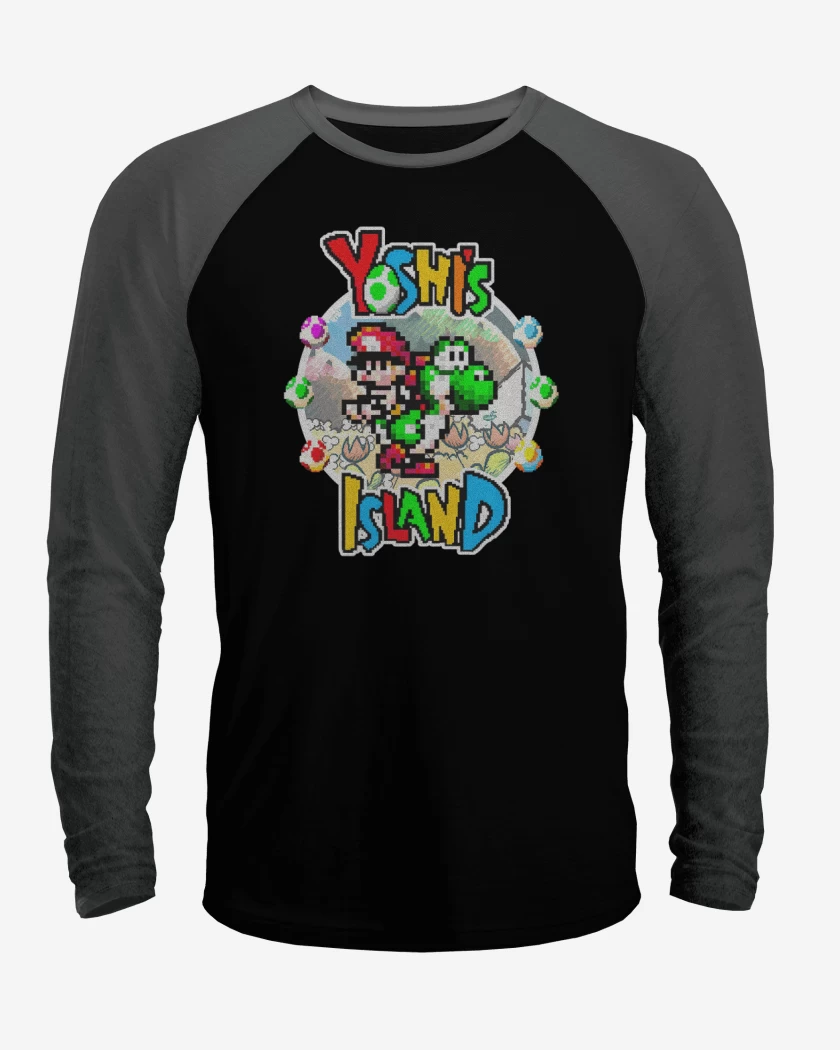 Polera Raglan Negro / Negro Heather de Yoshi Island