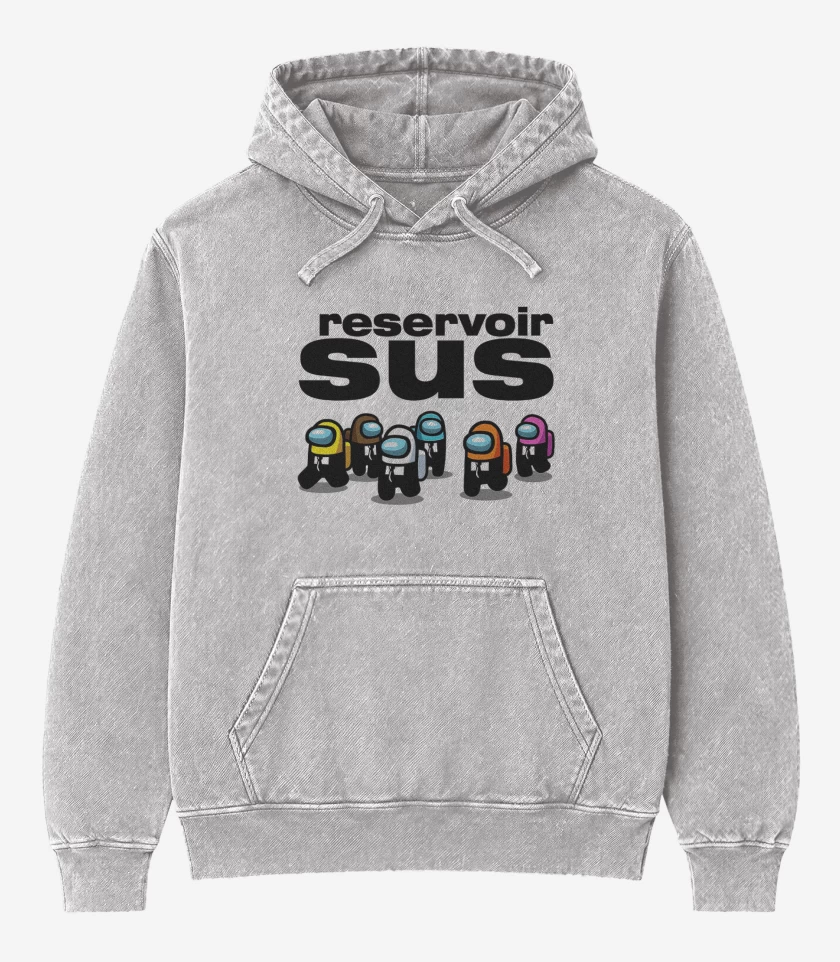 Poleron Canguro Acid Wash Gris Melange de Reservoir sus